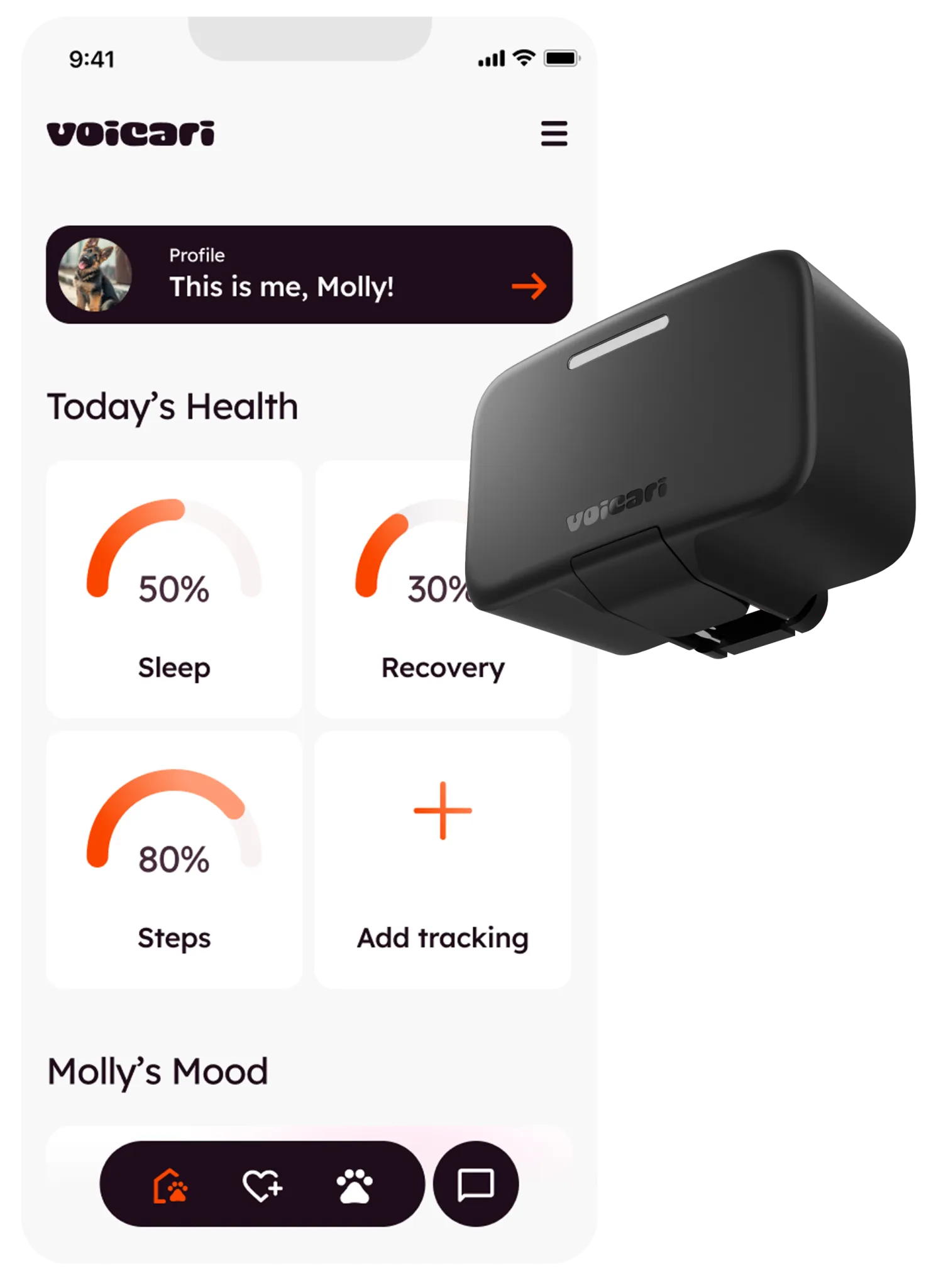 Voicari mobile app and smart collar
