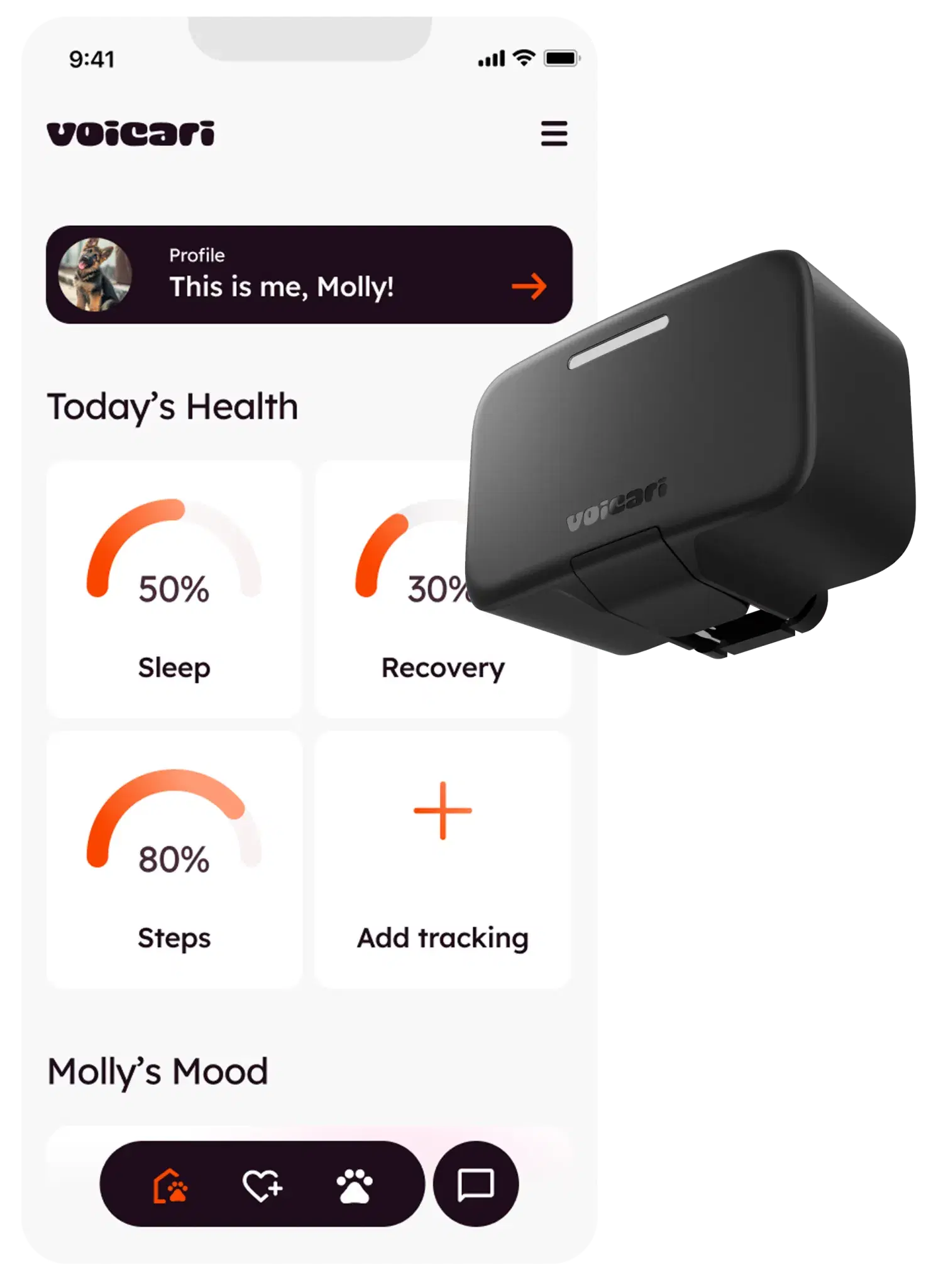 Voicari mobile app and smart collar